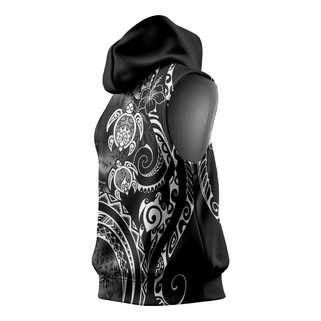 Aloha Hawaii Turtles Floral Sleeveless Hoodie Obsidian Glaze