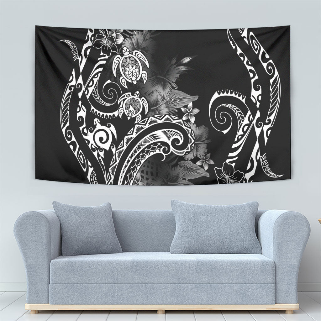 Aloha Hawaii Turtles Floral Tapestry Obsidian Glaze