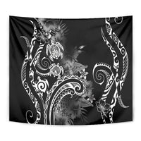 Aloha Hawaii Turtles Floral Tapestry Obsidian Glaze