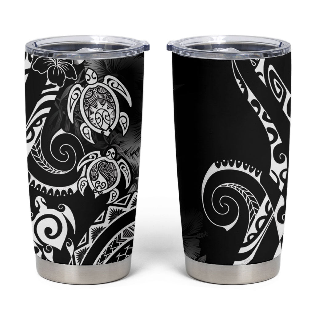 Aloha Hawaii Turtles Floral Tumbler Cup Obsidian Glaze