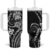 Aloha Hawaii Turtles Floral Tumbler With Handle Obsidian Glaze