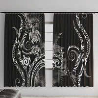 Aloha Hawaii Turtles Floral Window Curtain Obsidian Glaze