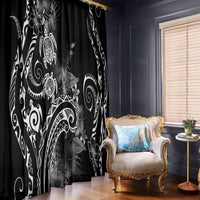 Aloha Hawaii Turtles Floral Window Curtain Obsidian Glaze