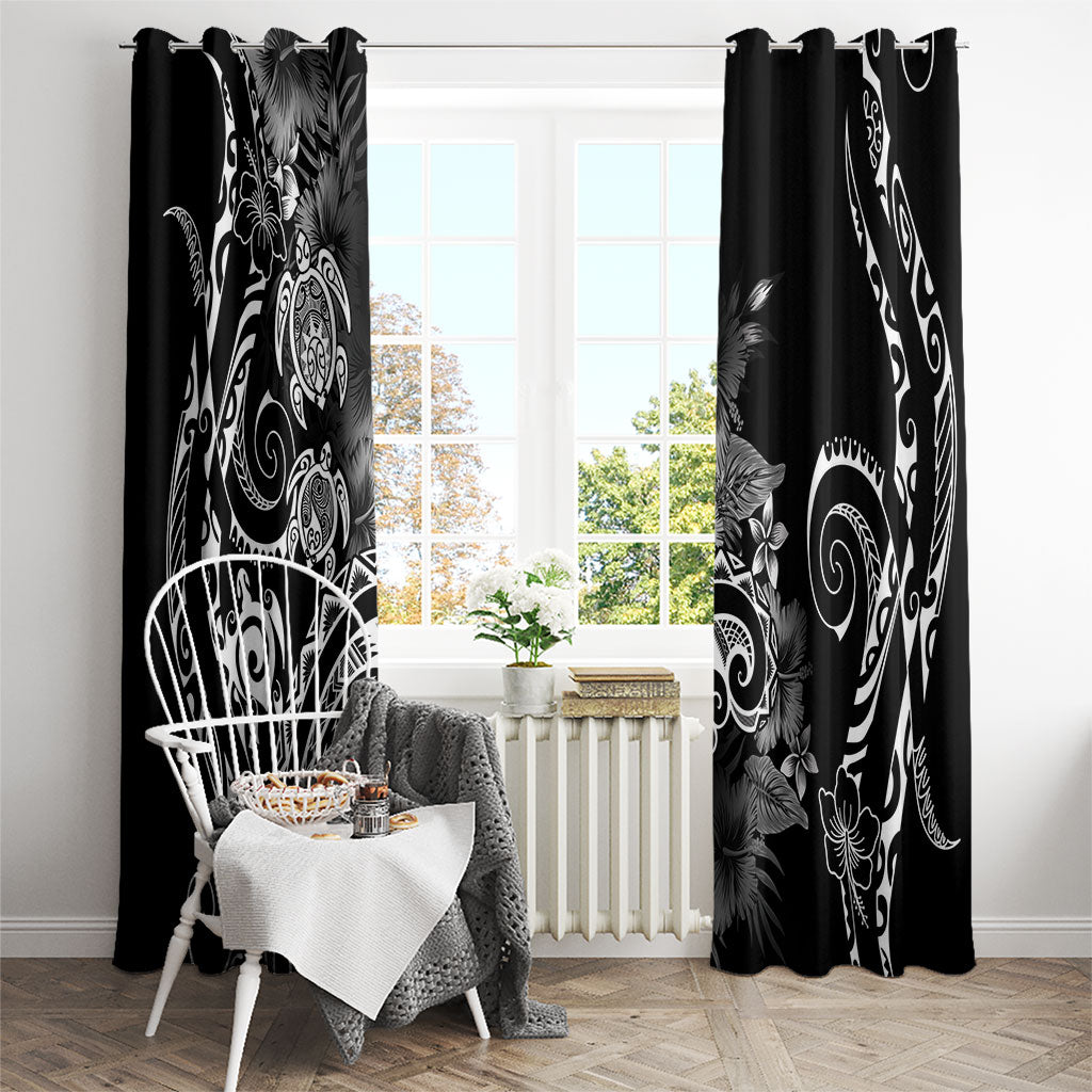 Aloha Hawaii Turtles Floral Window Curtain Obsidian Glaze