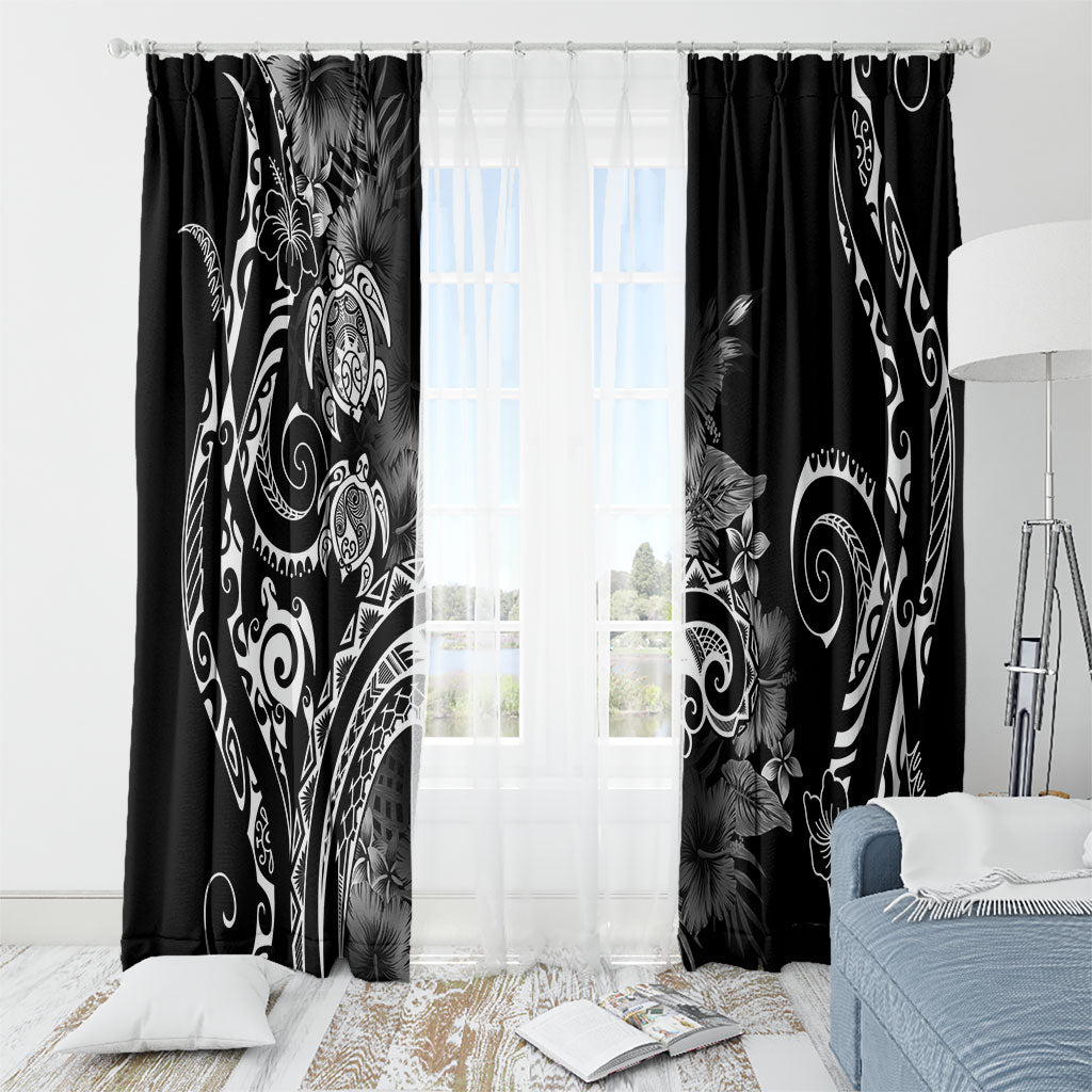 Aloha Hawaii Turtles Floral Window Curtain Obsidian Glaze