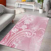 Aloha Hawaii Turtles Floral Area Rug Pink Marbles Glaze