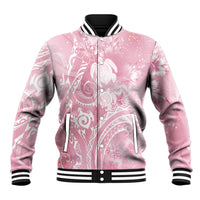 Aloha Hawaii Turtles Floral Baseball Jacket Pink Marbles Glaze