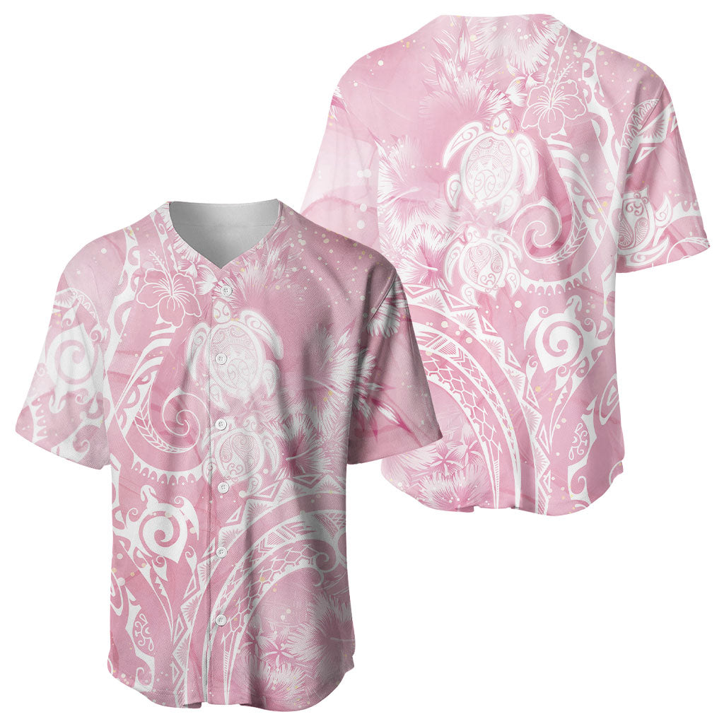 Aloha Hawaii Turtles Floral Baseball Jersey Pink Marbles Glaze