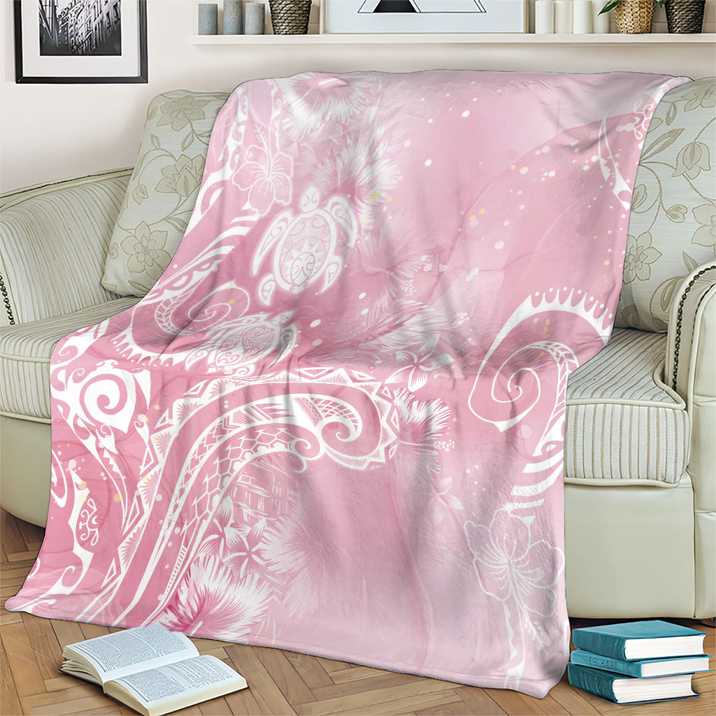 Aloha Hawaii Turtles Floral Blanket Pink Marbles Glaze
