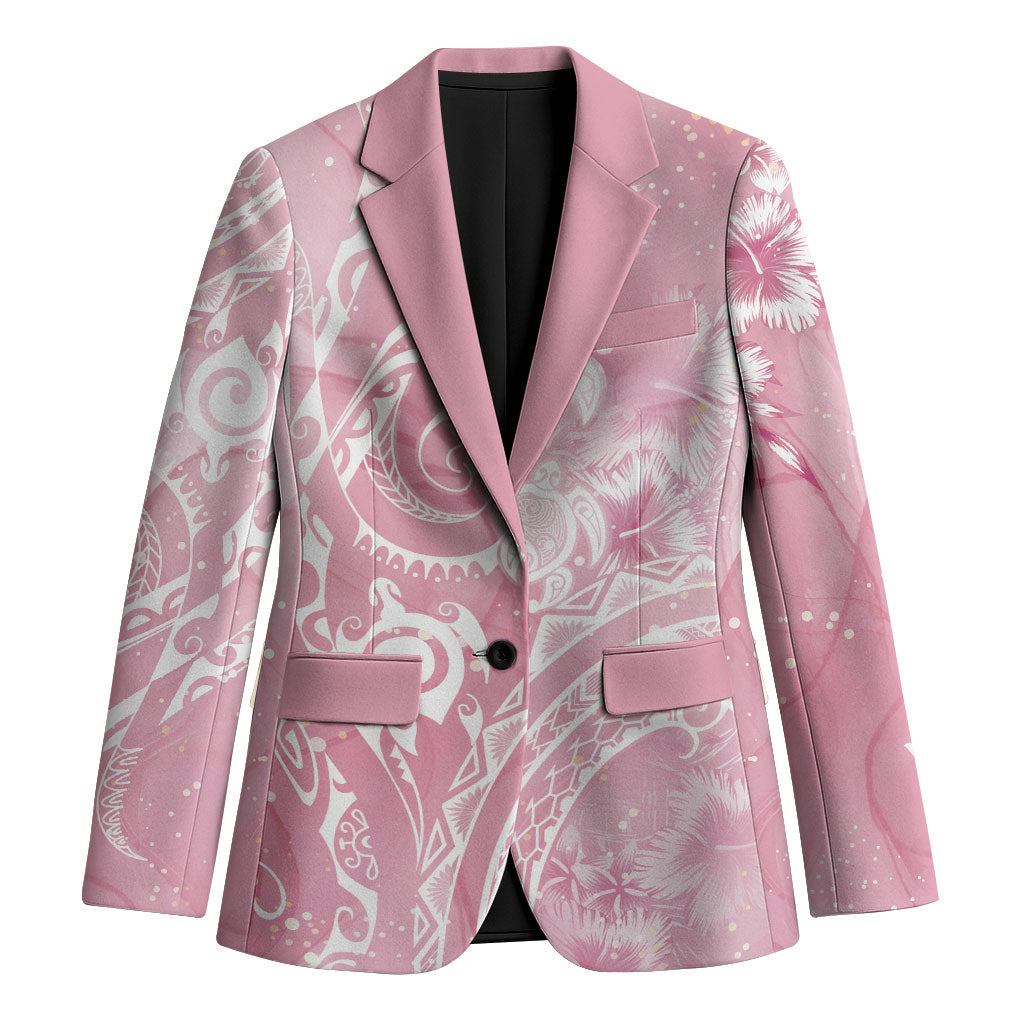 Aloha Hawaii Turtles Floral Blazer Pink Marbles Glaze