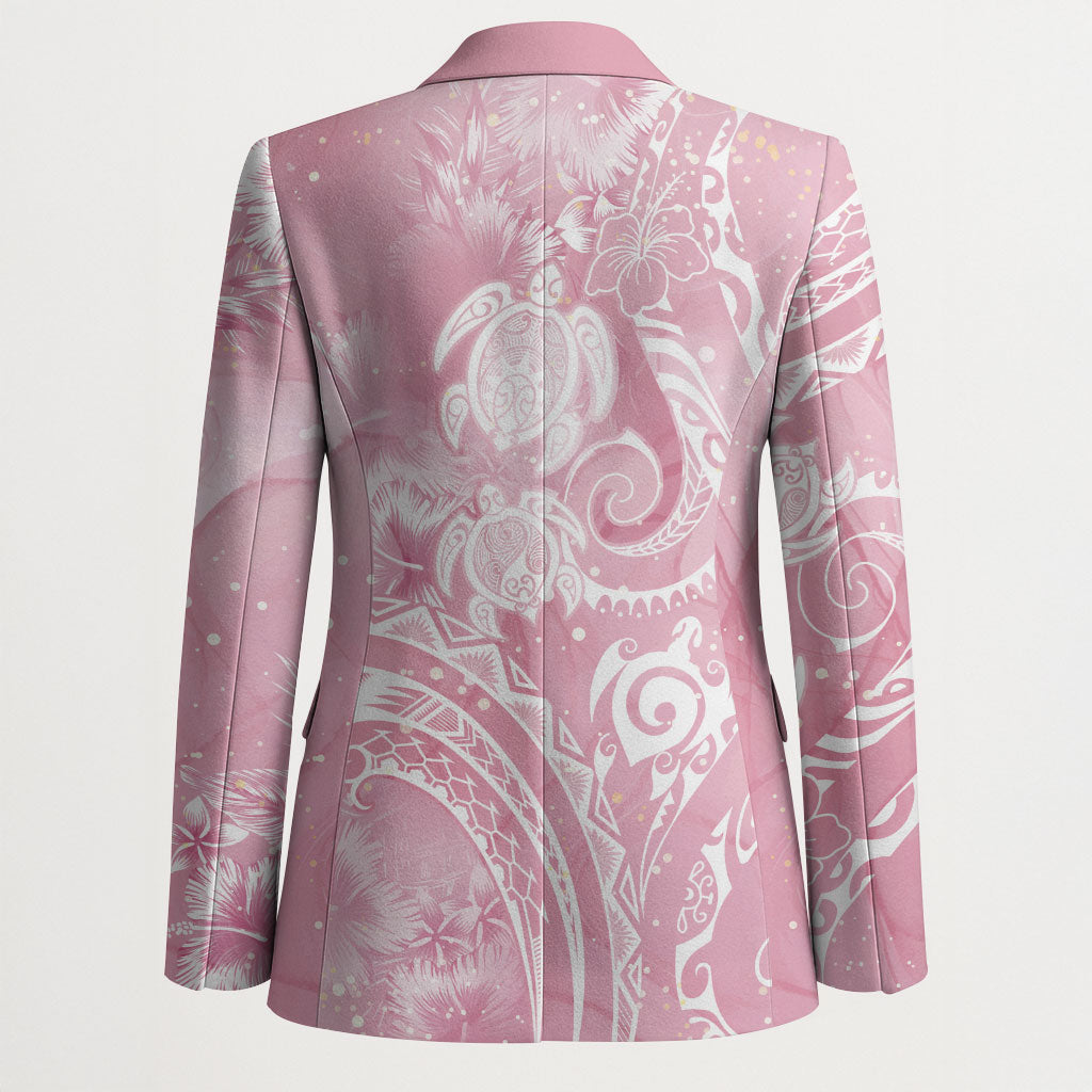 Aloha Hawaii Turtles Floral Blazer Pink Marbles Glaze