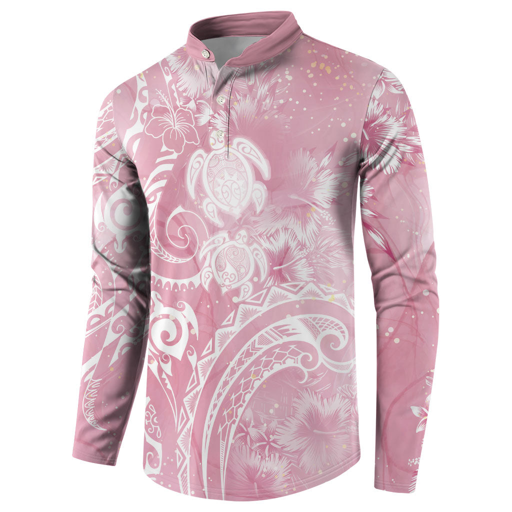 Aloha Hawaii Turtles Floral Button Sweatshirt Pink Marbles Glaze