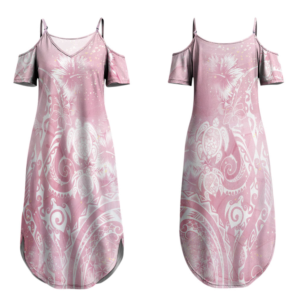 Aloha Hawaii Turtles Floral Couples Matching Summer Maxi Dress and Long Sleeve Button Shirt Pink Marbles Glaze LT7 - Polynesian Pride