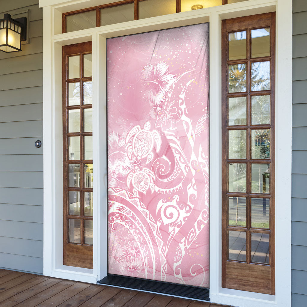 Aloha Hawaii Turtles Floral Door Cover Pink Marbles Glaze