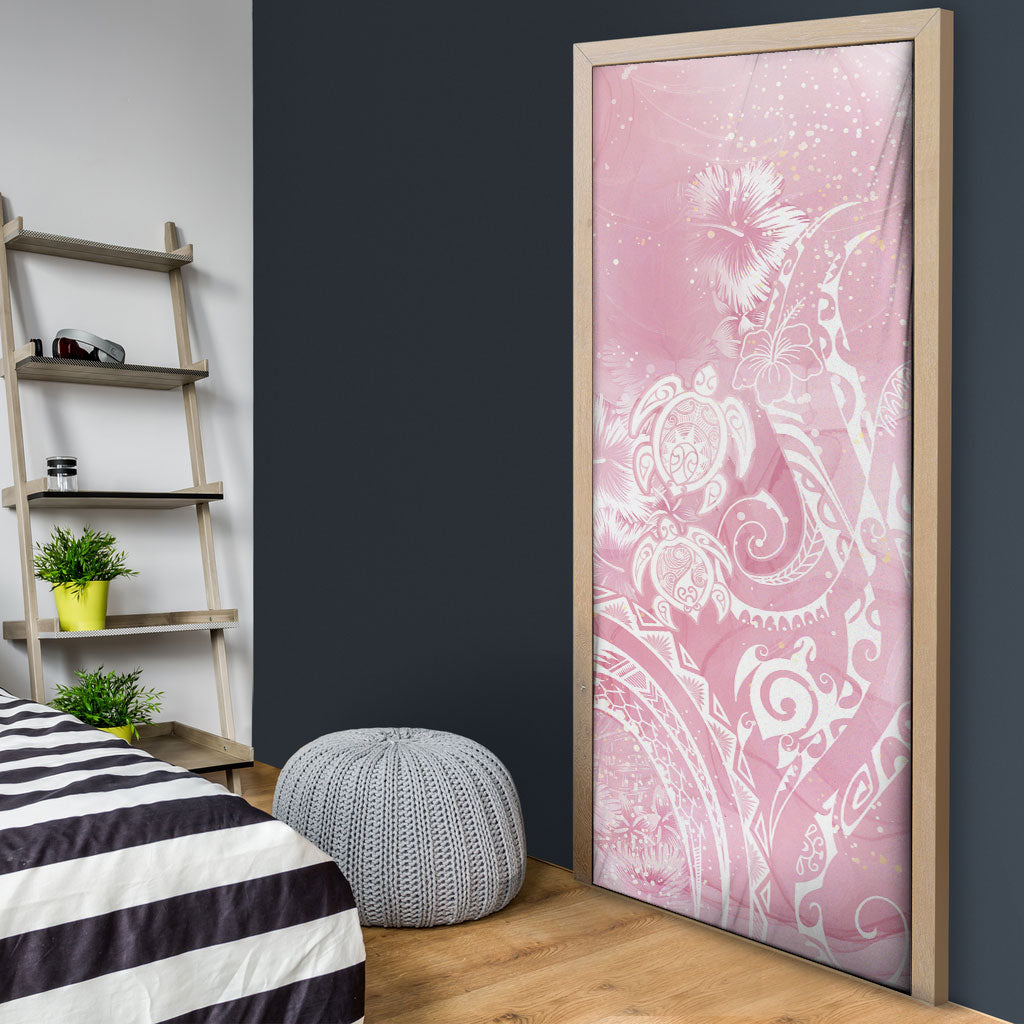 Aloha Hawaii Turtles Floral Door Cover Pink Marbles Glaze