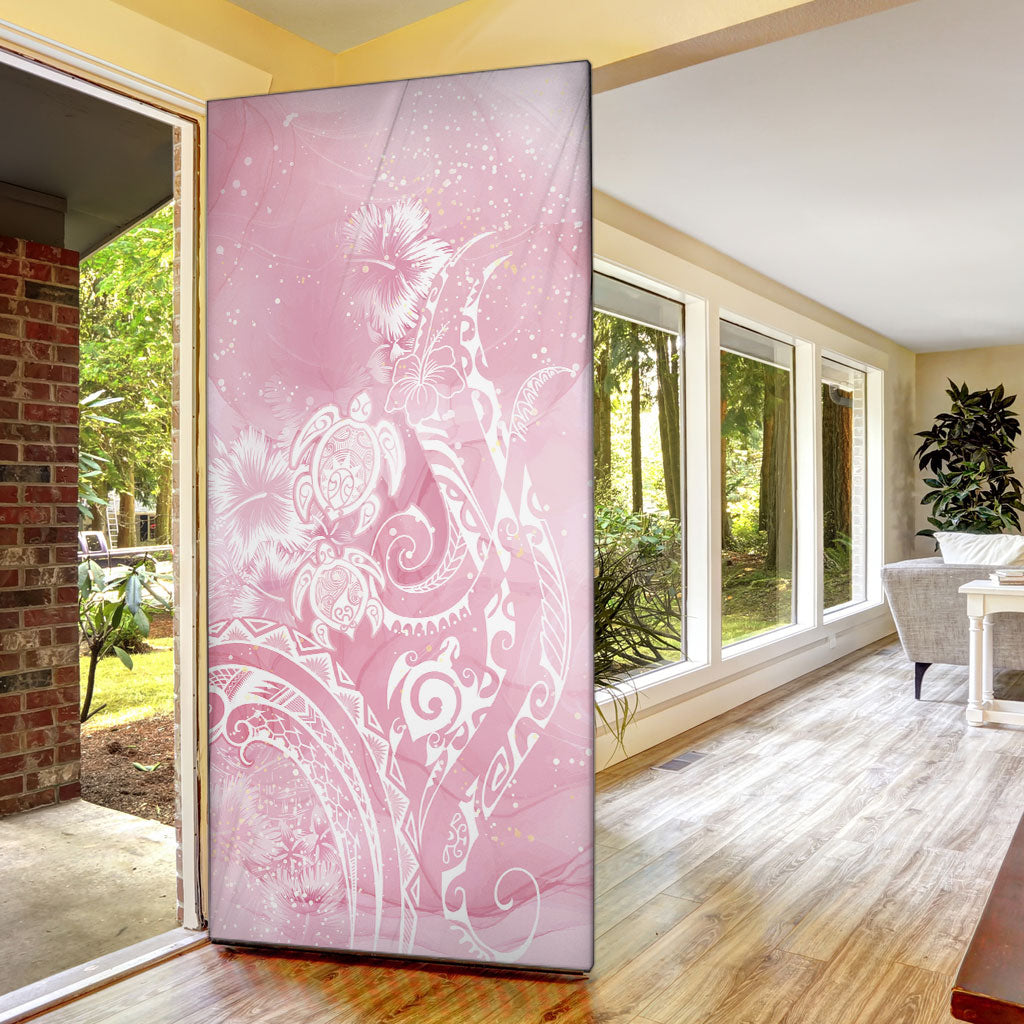 Aloha Hawaii Turtles Floral Door Cover Pink Marbles Glaze