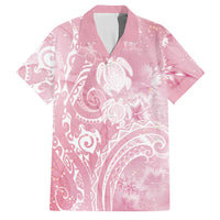 Aloha Hawaii Turtles Floral Family Matching Short Sleeve Bodycon Dress and Hawaiian Shirt Pink Marbles Glaze
