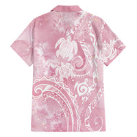 Aloha Hawaii Turtles Floral Family Matching Short Sleeve Bodycon Dress and Hawaiian Shirt Pink Marbles Glaze