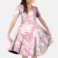 Aloha Hawaii Turtles Floral Family Matching Tank Maxi Dress and Hawaiian Shirt Pink Marbles Glaze