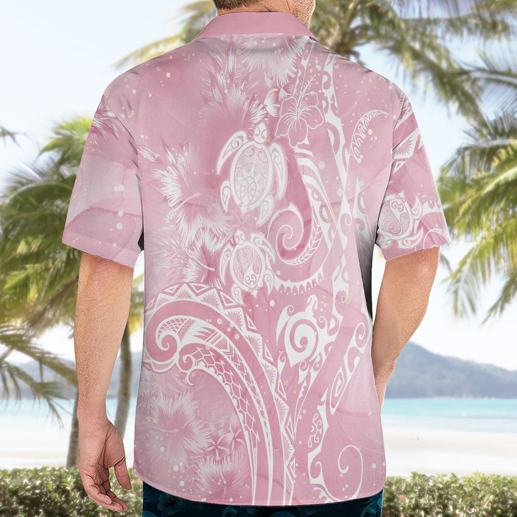 Aloha Hawaii Turtles Floral Hawaiian Shirt Pink Marbles Glaze