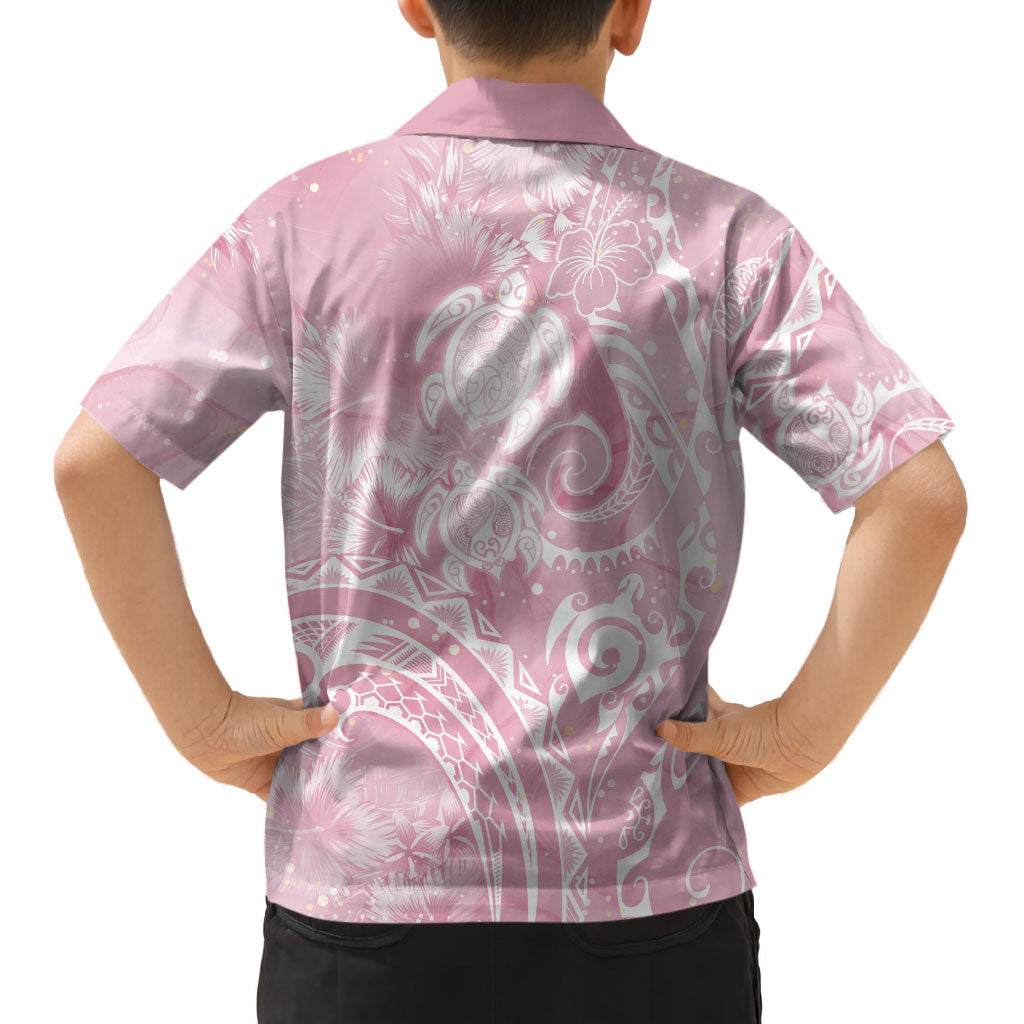 Aloha Hawaii Turtles Floral Kid Hawaiian Shirt Pink Marbles Glaze LT7 - Polynesian Pride