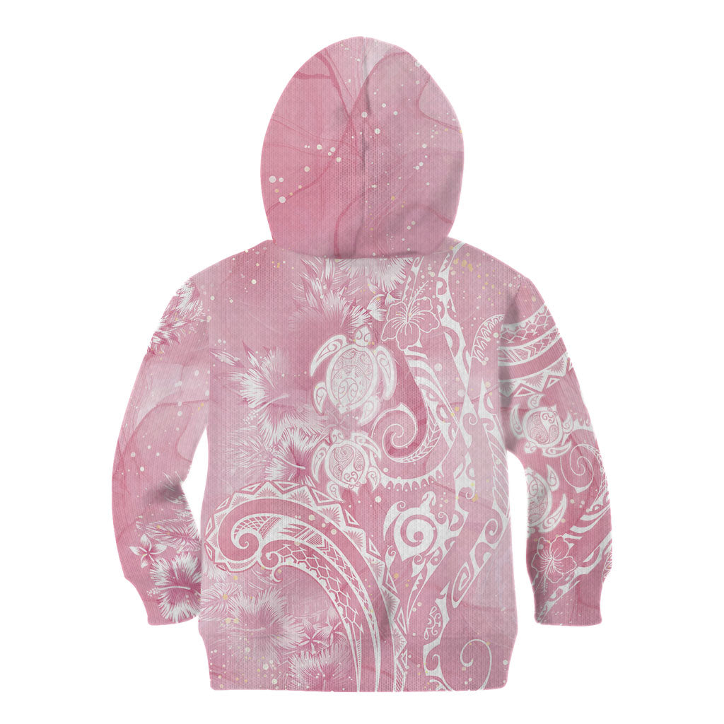 Aloha Hawaii Turtles Floral Kid Hoodie Pink Marbles Glaze