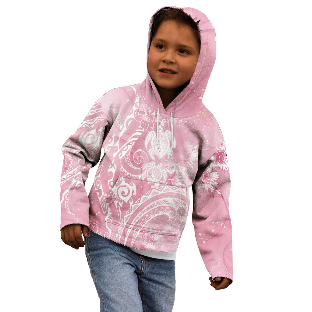 Aloha Hawaii Turtles Floral Kid Hoodie Pink Marbles Glaze