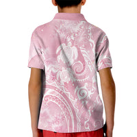 Aloha Hawaii Turtles Floral Kid Polo Shirt Pink Marbles Glaze