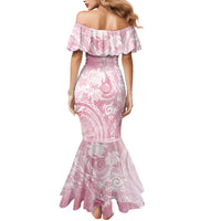 Aloha Hawaii Turtles Floral Mermaid Dress Pink Marbles Glaze