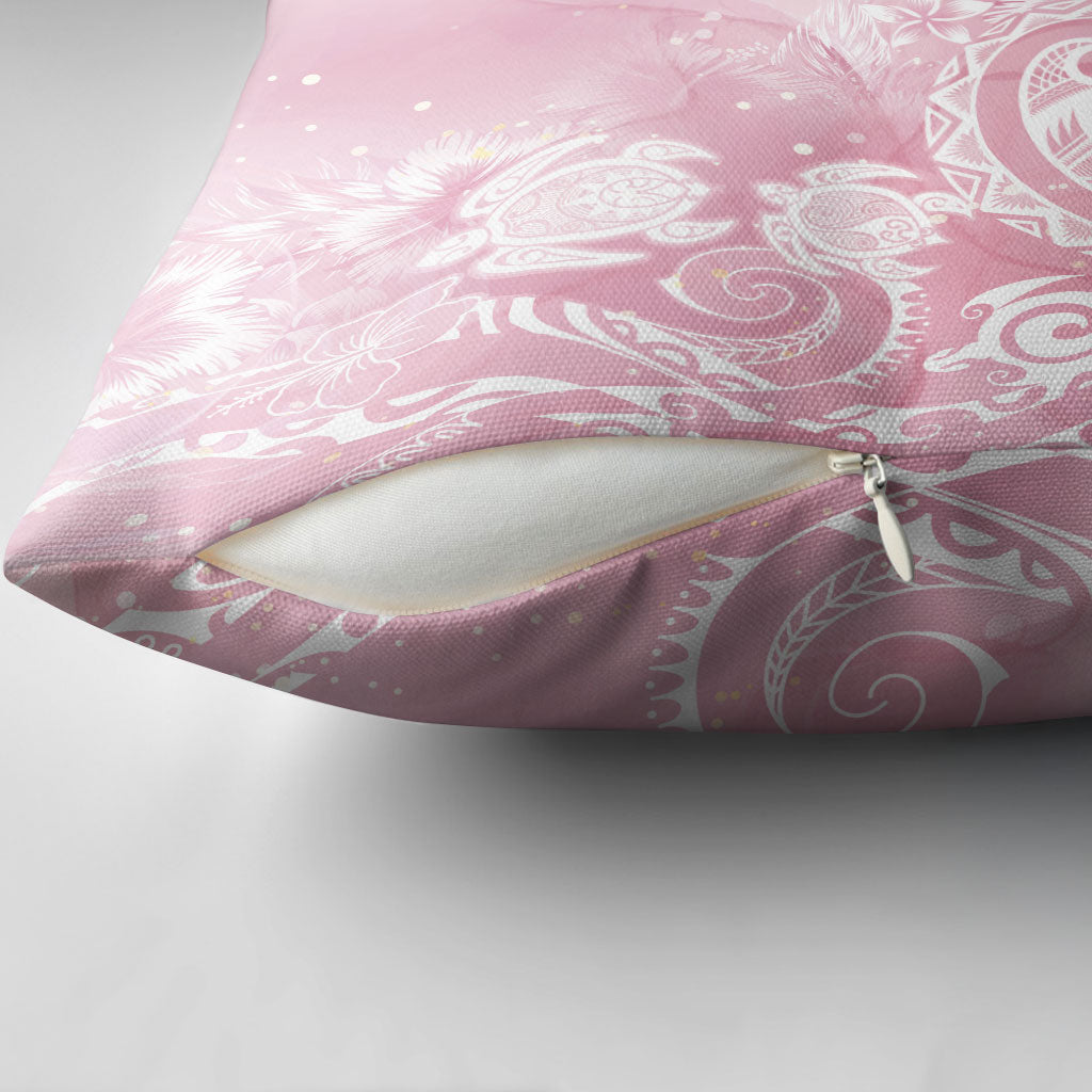 Aloha Hawaii Turtles Floral Pillow Cover Pink Marbles Glaze