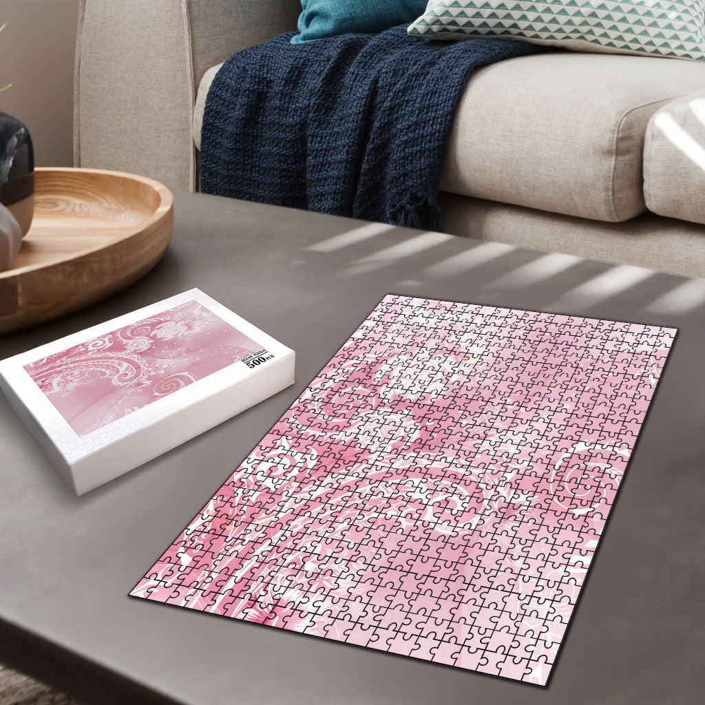 Aloha Hawaii Turtles Floral Puzzle Pink Marbles Glaze
