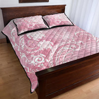 Aloha Hawaii Turtles Floral Quilt Bed Set Pink Marbles Glaze