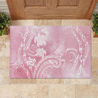 Aloha Hawaii Turtles Floral Rubber Doormat Pink Marbles Glaze