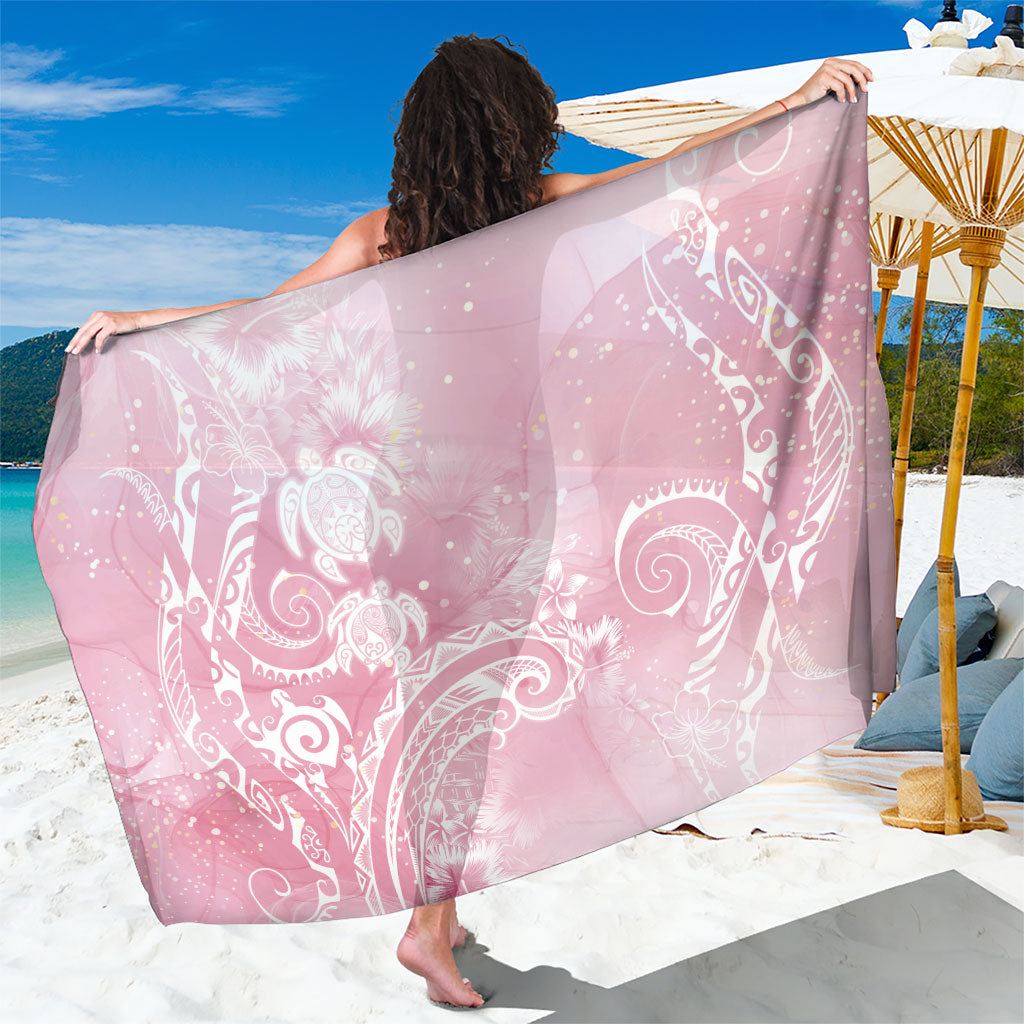 Aloha Hawaii Turtles Floral Sarong Pink Marbles Glaze