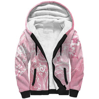 Aloha Hawaii Turtles Floral Sherpa Hoodie Pink Marbles Glaze