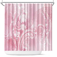 Aloha Hawaii Turtles Floral Shower Curtain Pink Marbles Glaze