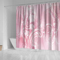 Aloha Hawaii Turtles Floral Shower Curtain Pink Marbles Glaze