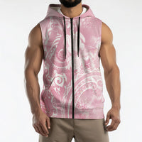 Aloha Hawaii Turtles Floral Sleeveless Zip Hoodie Pink Marbles Glaze