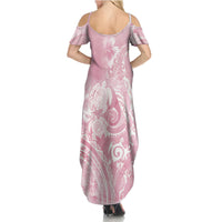 Aloha Hawaii Turtles Floral Summer Maxi Dress Pink Marbles Glaze