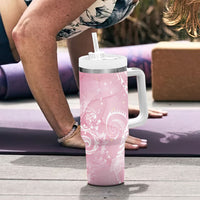 Aloha Hawaii Turtles Floral Tumbler With Handle Pink Marbles Glaze