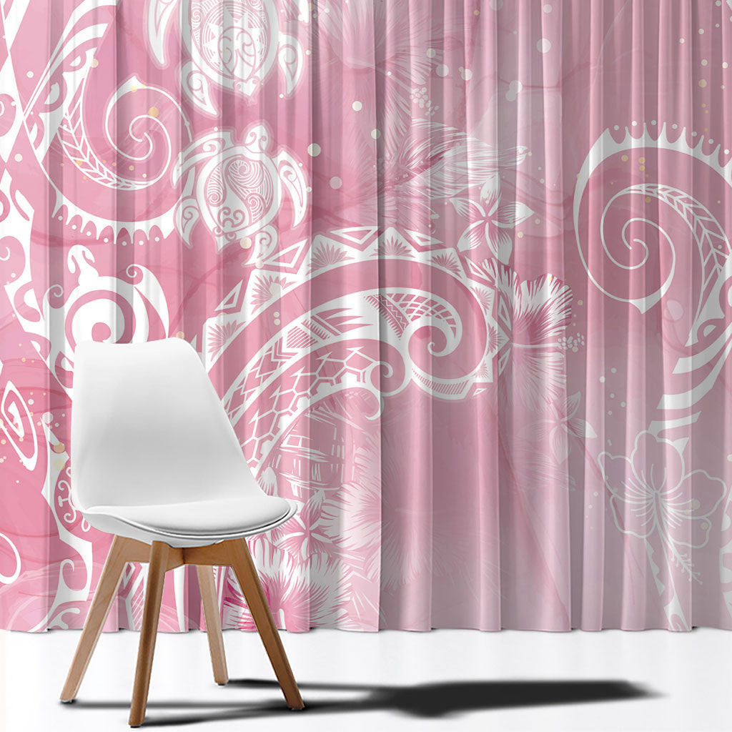 Aloha Hawaii Turtles Floral Window Curtain Pink Marbles Glaze