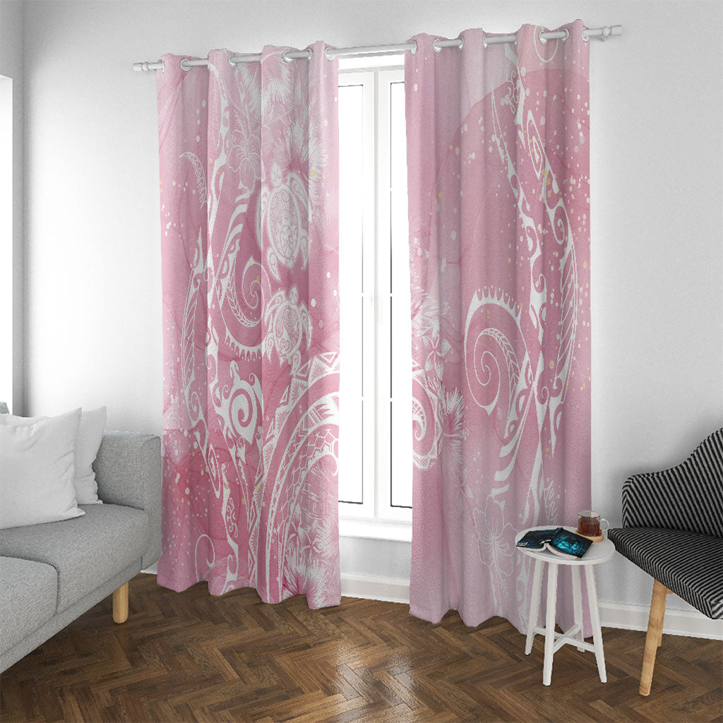 Aloha Hawaii Turtles Floral Window Curtain Pink Marbles Glaze