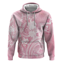 Aloha Hawaii Turtles Floral Zip Hoodie Pink Marbles Glaze