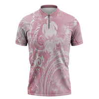 Aloha Hawaii Turtles Floral Zipper Polo Shirt Pink Marbles Glaze