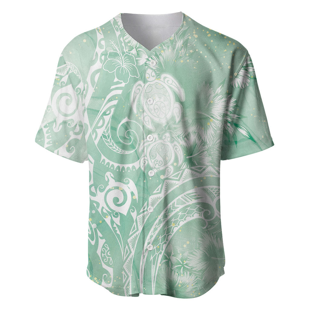 Aloha Hawaii Turtles Floral Baseball Jersey Seafoam Marbles Glaze
