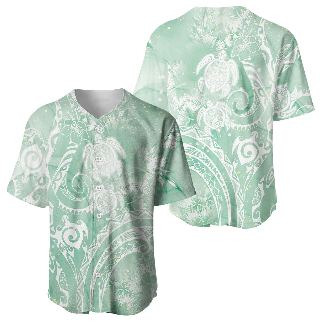 Aloha Hawaii Turtles Floral Baseball Jersey Seafoam Marbles Glaze