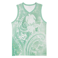 Aloha Hawaii Turtles Floral Basketball Jersey Seafoam Marbles Glaze