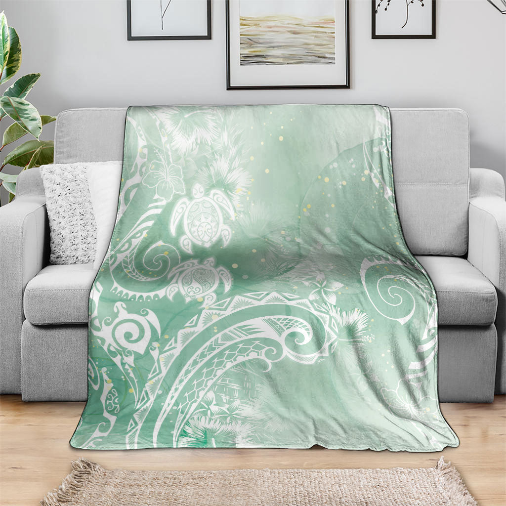 Aloha Hawaii Turtles Floral Blanket Seafoam Marbles Glaze