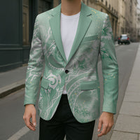 Aloha Hawaii Turtles Floral Blazer Seafoam Marbles Glaze