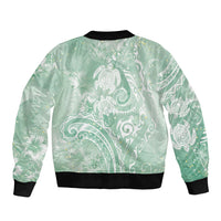 Aloha Hawaii Turtles Floral Bomber Jacket Seafoam Marbles Glaze
